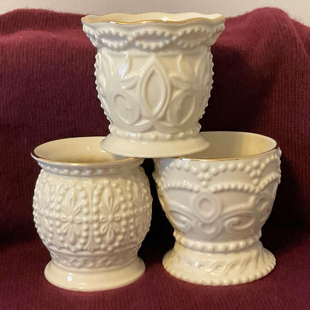 Vintage Classic Lenox Beaded Tealight Votive Set - Set of Three